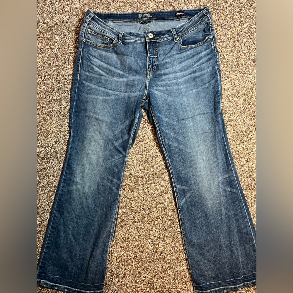 Silver Jeans Aiko Mid Rise Bootcut Dark Wash Stretch Denim Size 32